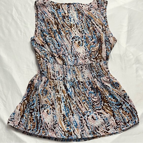 Banana Republic Abstract Print Peplum Blouse Small - Picture 2 of 7